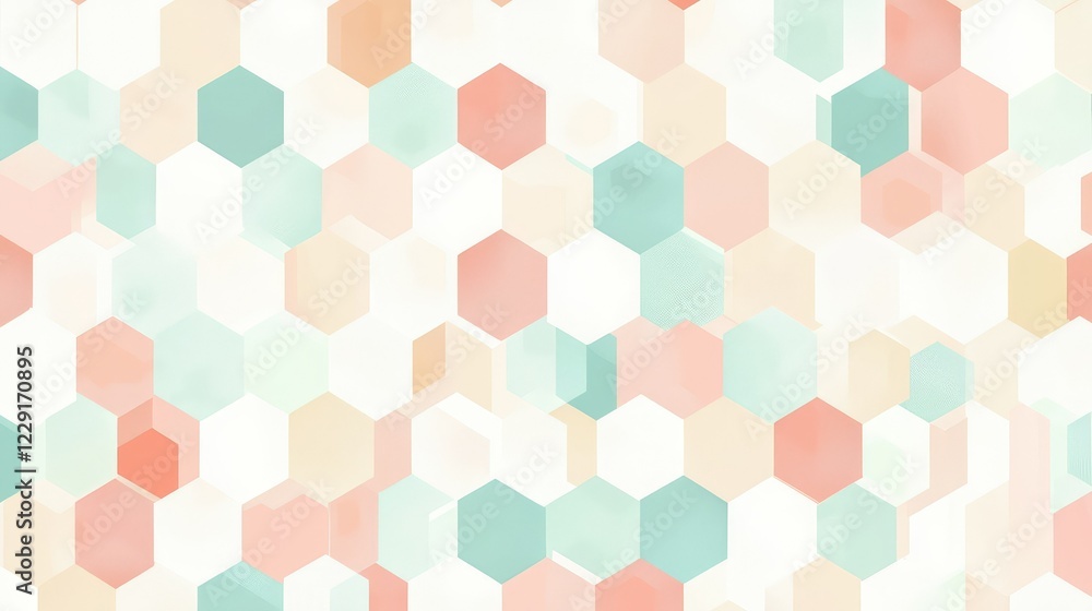 Poster soft pastel hexagon pattern with light color tones and shapes