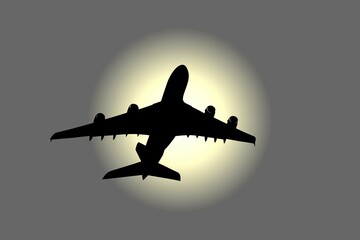 Airplane, A380, silhouette
