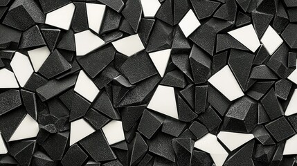 Black and White Mosaic Tiles with Abstract Patterns and Textures