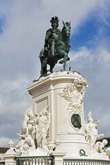 Obraz premium Equestrian statue of King José I, Praça do Comércio, Lisbon, Portugal, Europe