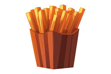 Isolated Box of Cartoon Style French Fries on White