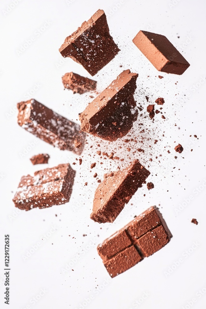 Poster a stack of assorted chocolates on a white background