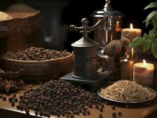 Pepper (Piper nigrum), plant species from the pepper family (Piperaceae), ai generated