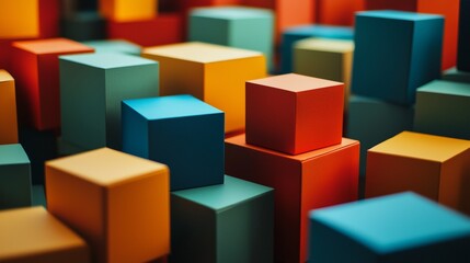 Obraz premium Abstract 3D cubes in a colorful geometric arrangement