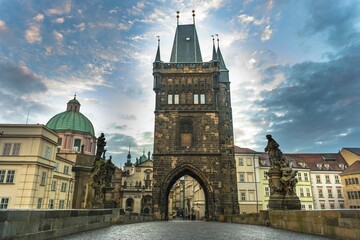 Fototapeta premium Old Town Bridge Tower, Charles Bridge, historic centre, Prague, Bohemia, Czech Republic, Europe
