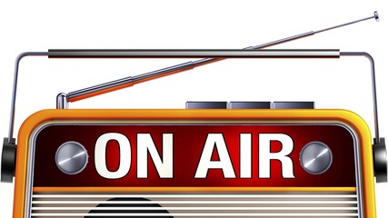 3D illustration of a radio with a on air icon