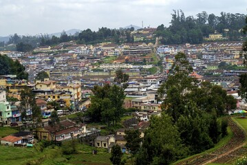 Ooty city view from Centenary Rose Park in Vijayanagaram at Ooty Udhagamandalam, Nilgiris, Tamil...