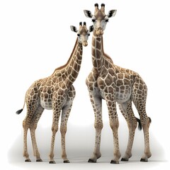 Obraz premium Giraffe (Giraffa), genus of mammals, order Even-toed ungulates, white background, AI generated