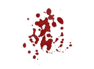 Digitally rendered blood splatter stain isolated on white background