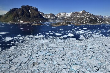 Aerial view, ice floes in Ammassalik Fjord, East Greenland, Greenland, North America