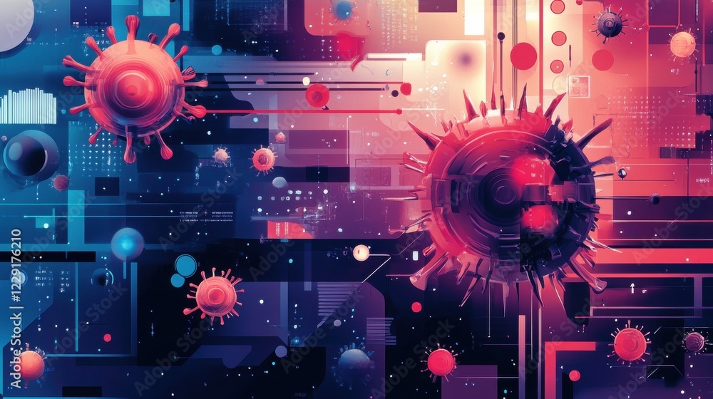 Poster spyware development abstract concept vector illustration set. malware and computer virus, industrial