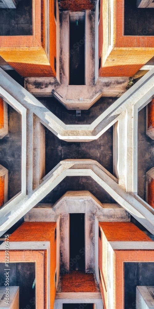 Poster captivating aerial shot showcasing modern architecture with striking geometric patterns and vibrant 