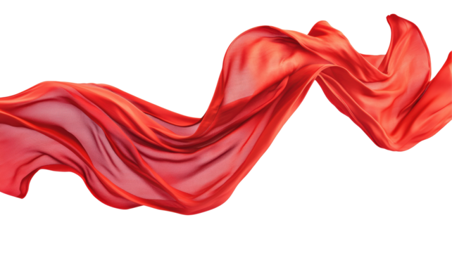 Isolated Flowing Red Fabric with Soft Texture