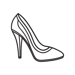 high heel line art, black outline, vector and illustration, line art and outline