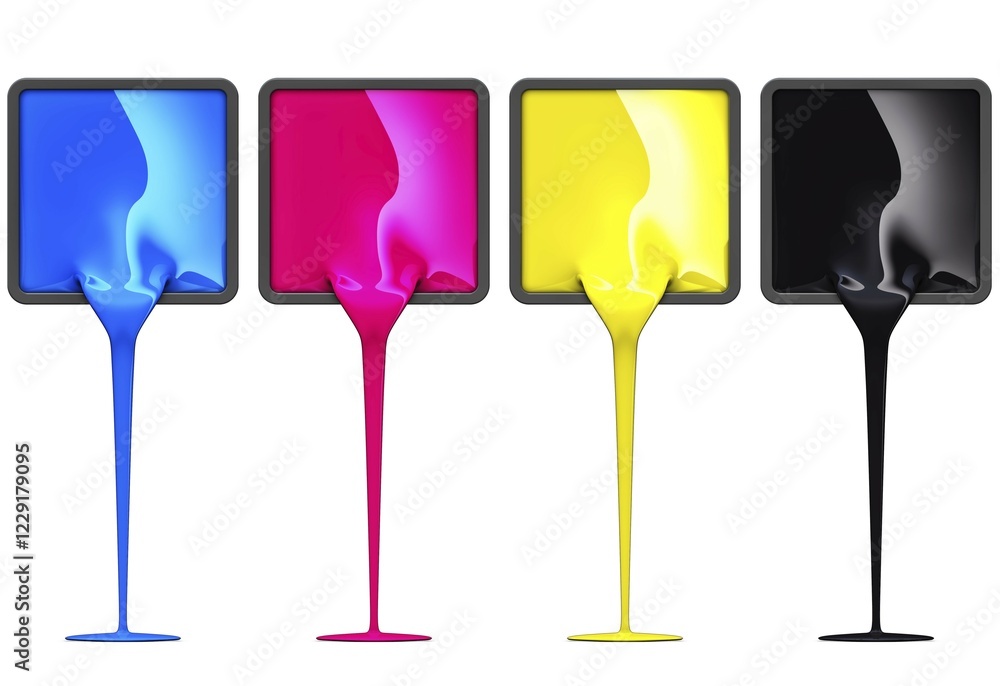 Poster 3D rendering of a cmyk color concept