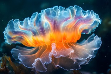 Obraz premium Vibrant Jellyfish in Ocean Depths Abstract Nature Art for Marine Posters