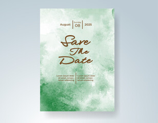 Wedding invitation with Abstract splashed watercolor background