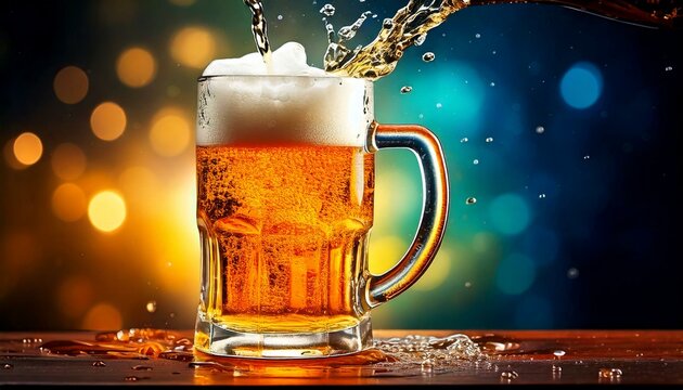 ジョッキに勢い良く注がれるビール