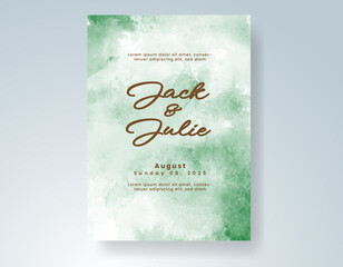Wedding invitation with Abstract splashed watercolor background