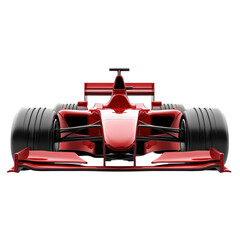 Isolated Red Formula One Race Car Front