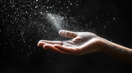 Fototapeta premium Hand sprinkling glitter in the air