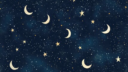 Naklejka premium Night Sky with Stars and Moon Design for Background or Decoration