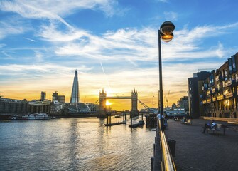 Themse, Themse, Tower Bridge, The Shard, Sonnenuntergang, Wasserspiegelung, Southwark, St...