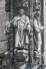 Luther figure at St Marien's Lutheran Cathedral,  Melanchthon, Zwickau, Saxony, Germany, Europe