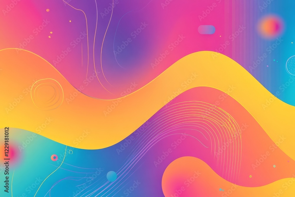 Poster a vivid abstract background featuring dynamic waves and colorful shapes, perfect for modern design p