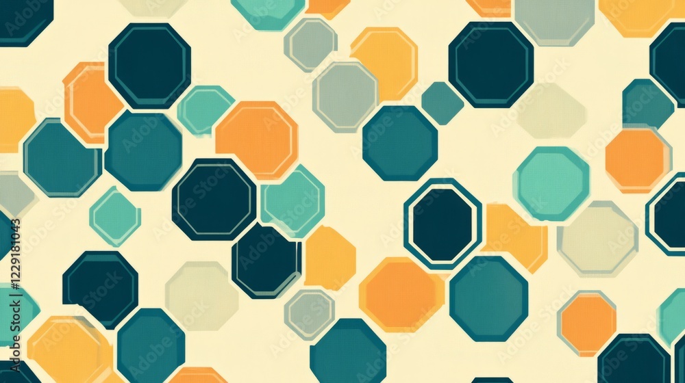 Poster colorful pattern of circles and squares. the circles are of different sizes and colors