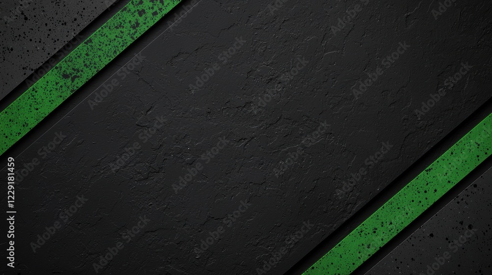 Poster abstract halftone black and green background with textured design elements