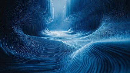 Abstract blue lines, iridescent design, 3d render, Generative AI