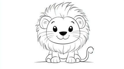 Cute Cartoon Lion Character with Big Smile and Fluffy Mane