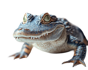 Fototapeta premium Baby alligator is looking at the camera with its mouth open