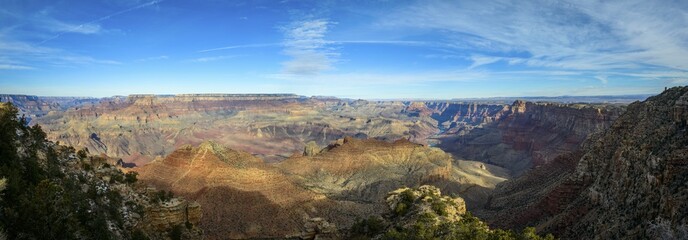 Canyon landscape, gorge of the Grand Canyon, eroded rocky landscape, view from Moran Point, South...