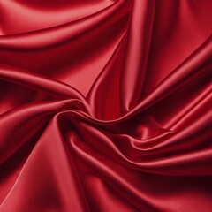 Fototapeta premium Shiny smooth red satin fabric with luxurious texture, AI generated