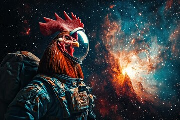 A ram in a protective spacesuit flies in space. looks through the spacesuit. many stars. in the background of the nebula. high detail. fisheye lens