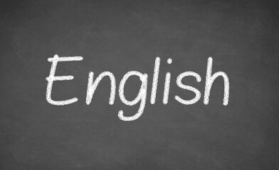 English lesson on blackboard or chalkboard. written in white chalk
