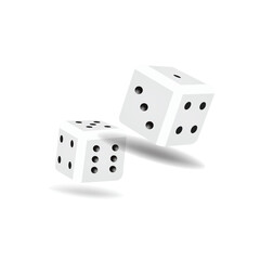 Two white dice. Gambling, game sketch vintage vector illustration