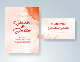 Wedding invitation with Abstract splashed watercolor background