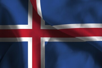 Fototapeta premium A ruffled fabric flag of Iceland