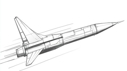 Detailed Sketch of a Conceptual Modern Rocket in Flight