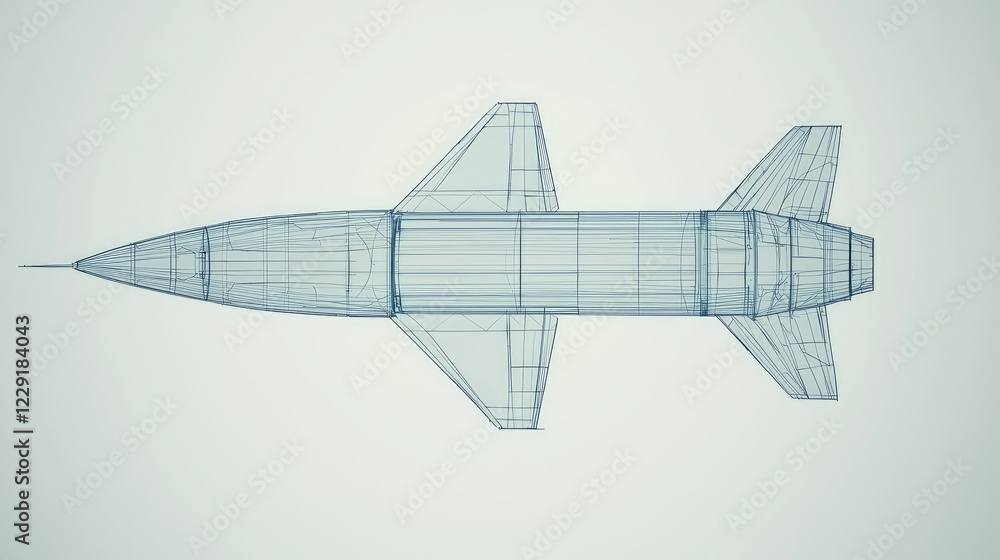 Poster detailed wireframe model of a rocket for conceptual design projects