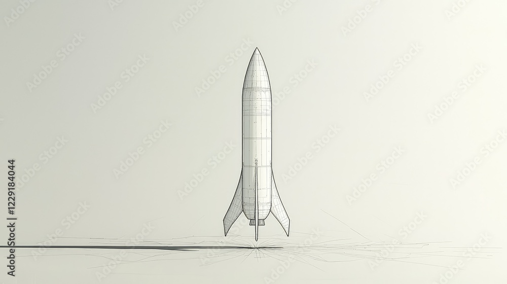Aufkleber futuristic rocket concept in minimalist wireframe design