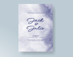 Wedding invitation with Abstract splashed watercolor background