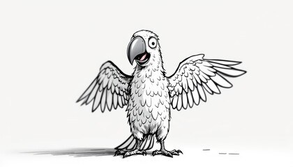 Fototapeta premium Animated Parrot with Joyful Expression Spreading Wings Ready to Soar