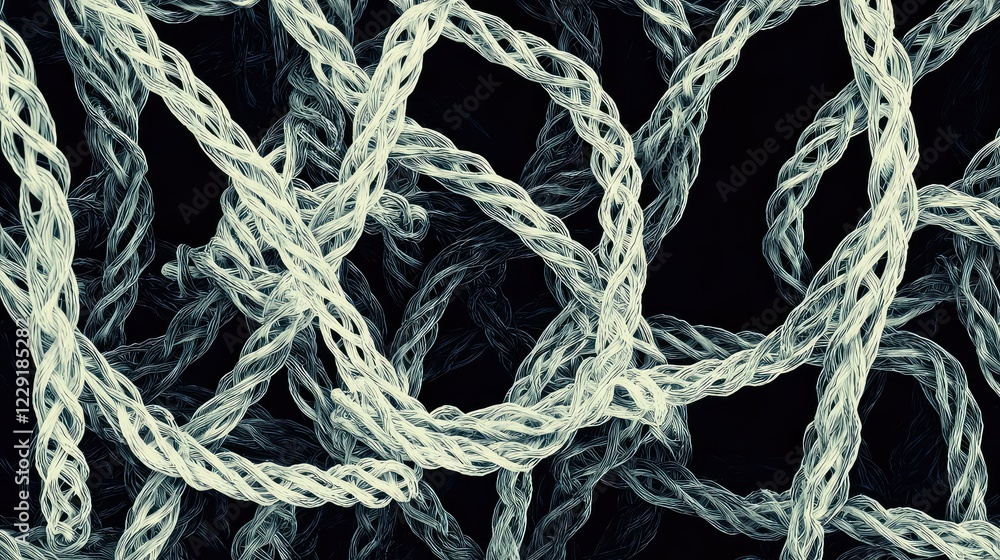 Poster intricate pattern of twisted strands on a dark background