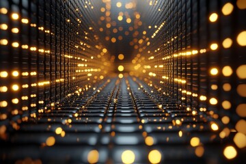 Obraz premium Abstract gold grids, layered design, 3d render, Generative AI
