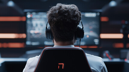 Esports Athlete Focused in High Tech Arena