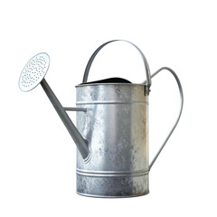 Silver watering can with a silver handle and a silver spout
